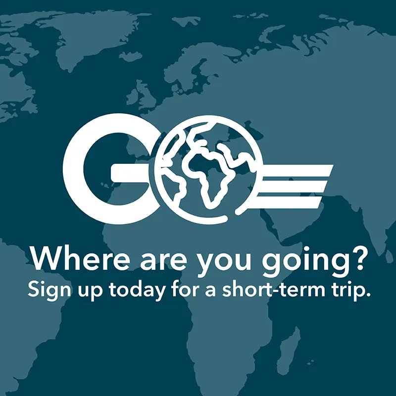 Promotional graphic for GO at Cross Assembly.