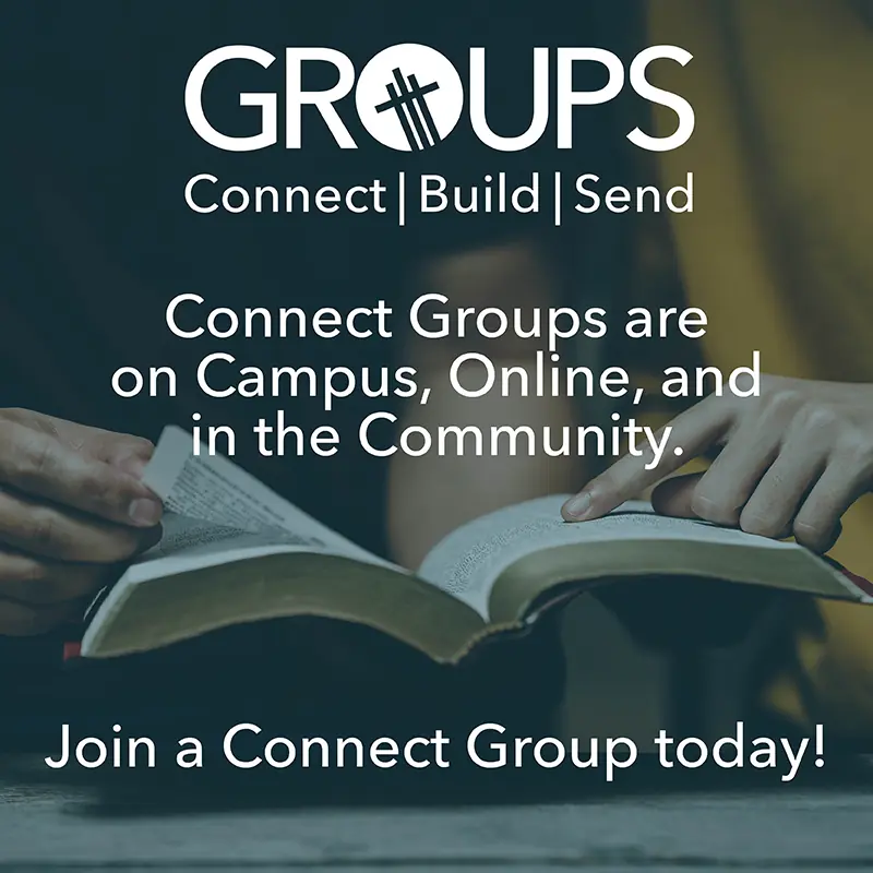 Promotional graphic for groups at Cross Assembly.