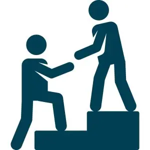 A hand reaching out to take another hand in support